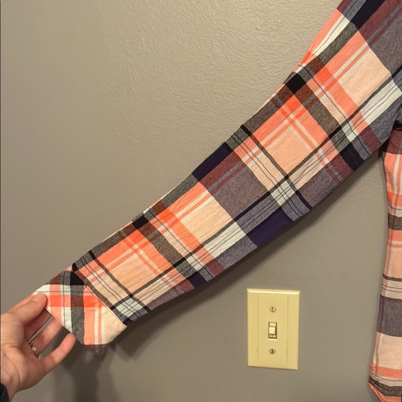 Guess Plaid Button-Up Blouse - Navy and Orange - Picture 8 of 16